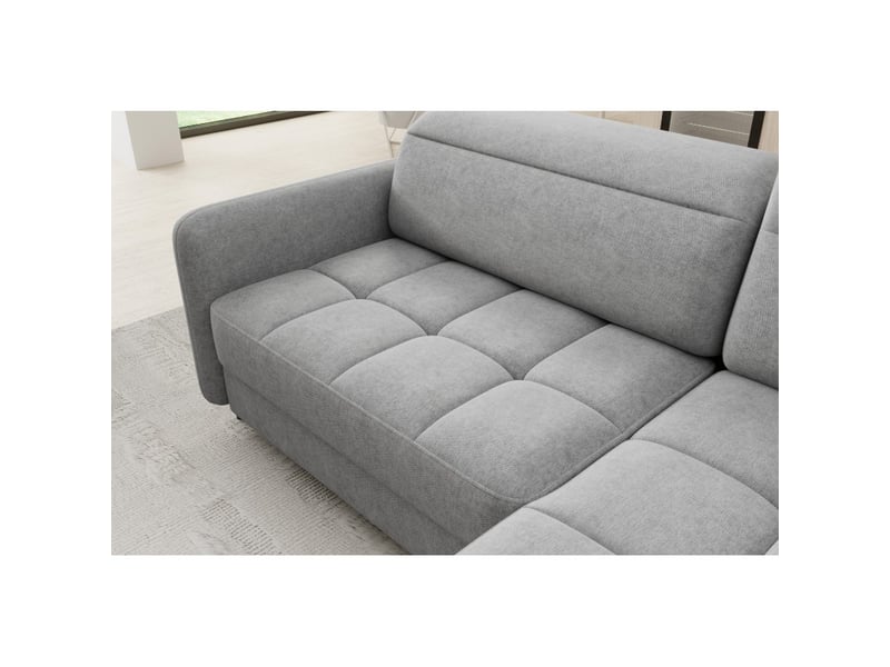 Canapé d'angle droit convertible barnea 208 cm gris clair avec rangement - Conforama D