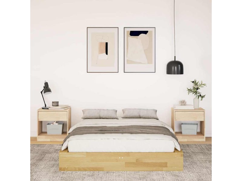  Lit double- lit adulte -  cadre de lit sans matelas 120x200 cm bois massif de chêne  - Conforama C