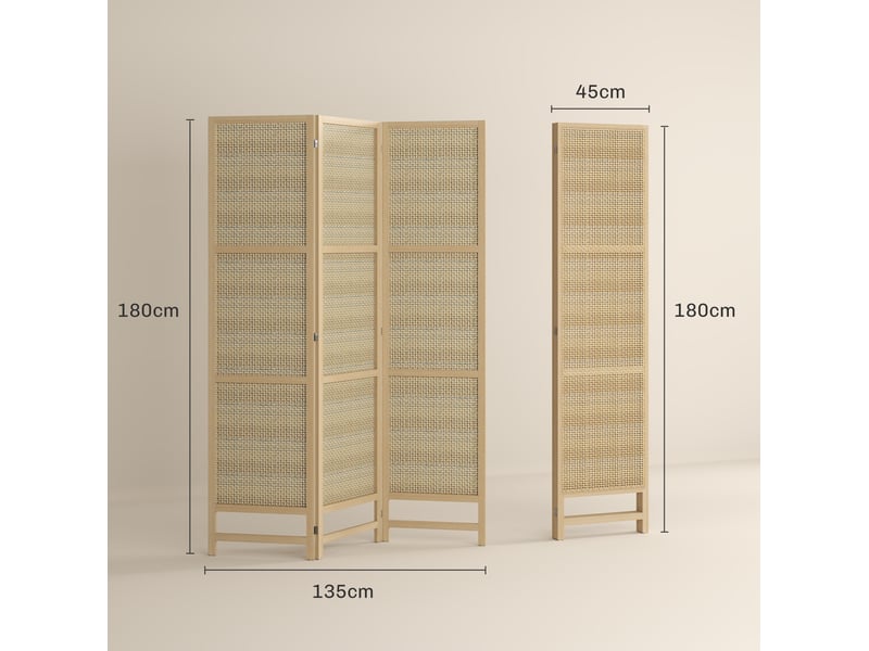 Paravent 3 panneaux pliable 135 x 180 cm naturel homvra - Conforama E