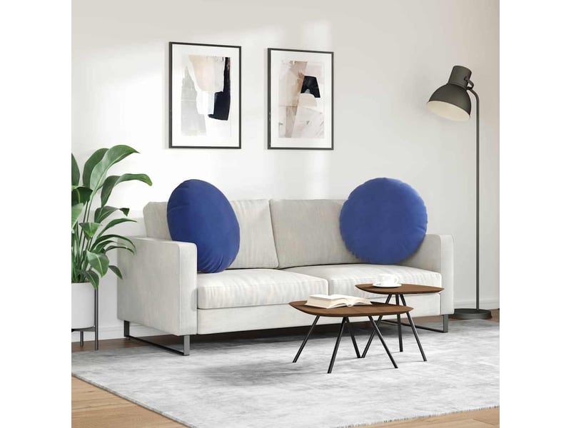  Lot de 2 coussins de siège, coussins décoratifs velours bleu police ø60 x 21 cm cf59884  - Conforama D
