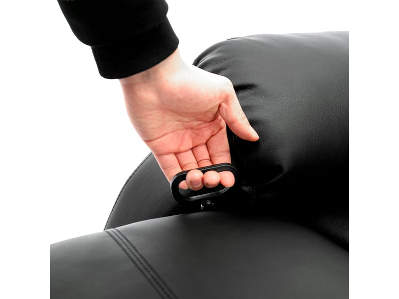  Fauteuil de relaxation manuel en similicuir noir, siège inclinable avec repose-pieds intégré, dossier ajustable jusqu'à 130 degrés pour salon  - Conforama E