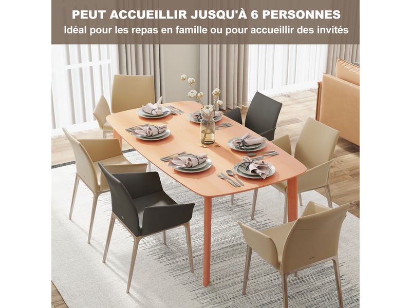  Table à manger rectangulaire 6 personnes bois naturel 150 x 80 x 76 cm  - Conforama D