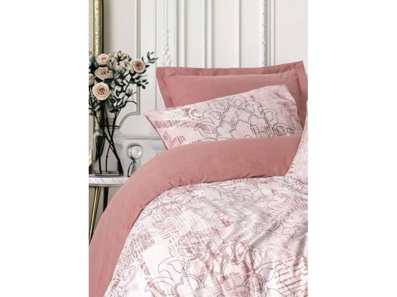  Housse de couette coton renforce rose poudré 240x220 + 2 taies 60x60 129CTN04891 - Conforama C