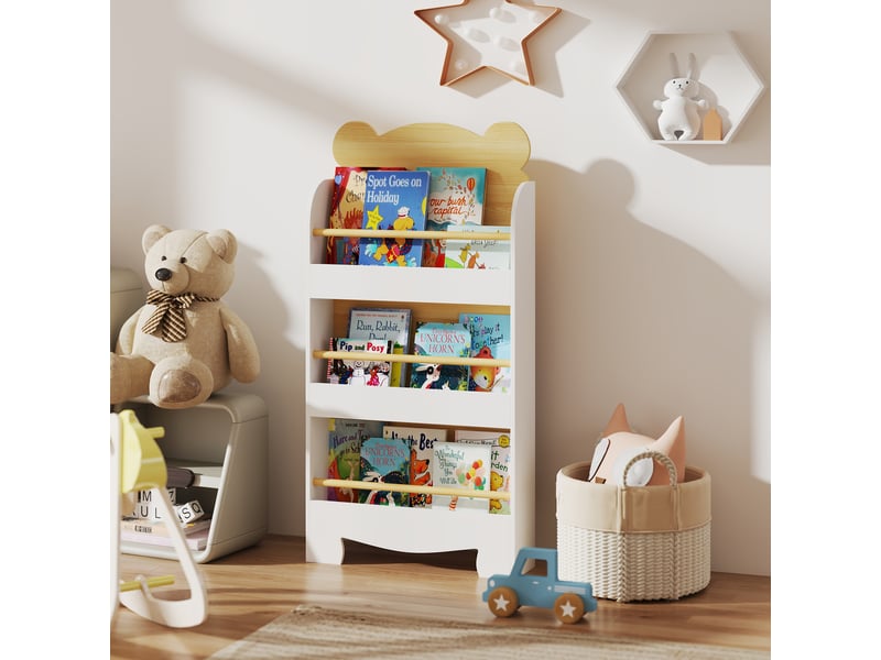  Bibliothèque pour enfant, rangement livre enfant 3 niveaux pour salle de jeux, chambre d'enfant, bois naturel  - Conforama D