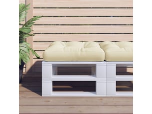 Coussin de palette, coussin de chaise, coussin de canapé crème 60x61,5x10 cm tissu cf55338
