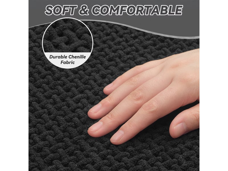 Tapis de bain en chenille antidérapant - 17 x 24 pouces - noir  - Conforama E