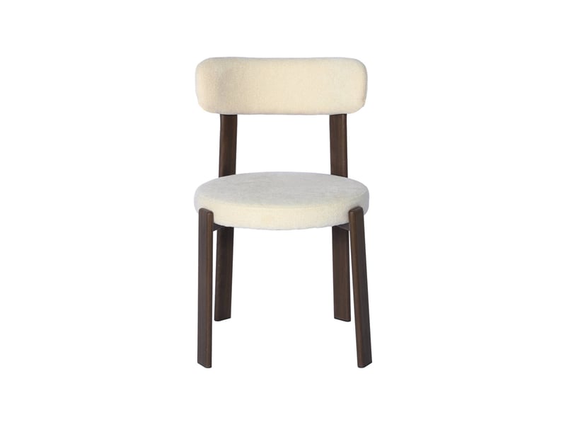  Lot de 2 chaises vintage acier effet bois foncé et tissu texturé crème - gloria  - Conforama C