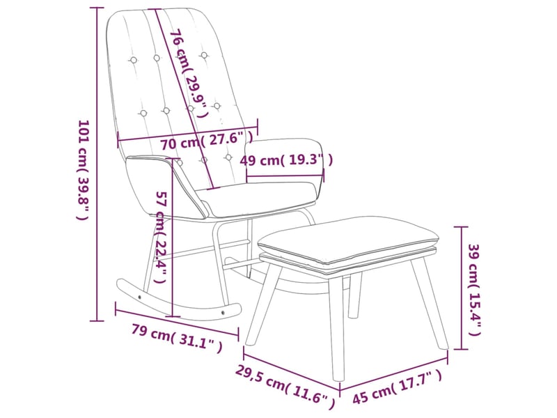  Vidaxl chaise à bascule avec repose-pied taupe tissu  - Conforama C