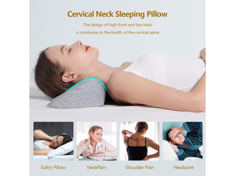 Oreiller cervical en mousse à mémoire de forme – pour dormir et soulager, gris clair, 50x9.5cm - Conforama D