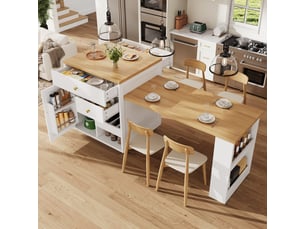 Buffet de cuisine extensible,122,5-195,5 cm,2 tiroirs,mdf,blanc