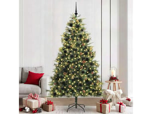 Sapin de noël - arbre de noël artificiel avec branches pliables et cônes 240 cm