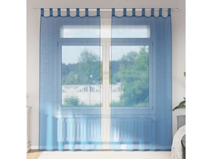 Lot de 2 voilages à œillets, voilages à anneaux bleu royal 140 x 225 cm cf48959