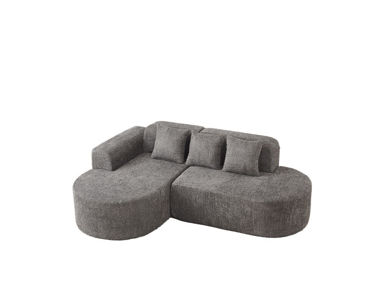  Canapé d’angle 3 places 222x157x73 cm en chenille gris anthracite  - Conforama A