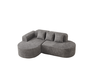 Canapé d’angle 3 places 222x157x73 cm en chenille gris anthracite