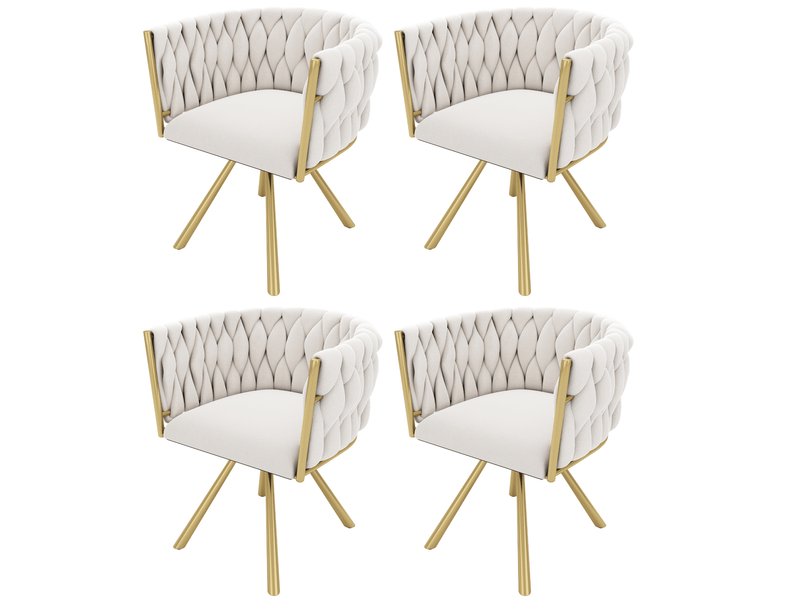 Lot de 4 chaises de salle à manger pivotantes,59x54x72 cm,velours,beige et doré - Conforama A