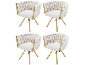 Lot de 4 chaises de salle à manger pivotantes,59x54x72 cm,velours,beige et doré
