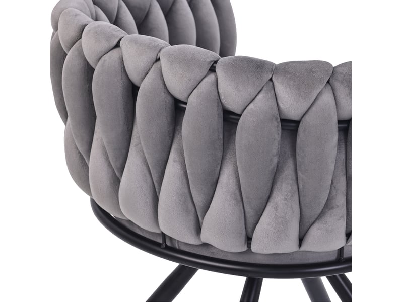  Chaise de salle à manger pivotante 360° en velours avec dossier ergonomique et base métallique, gris  - Conforama E