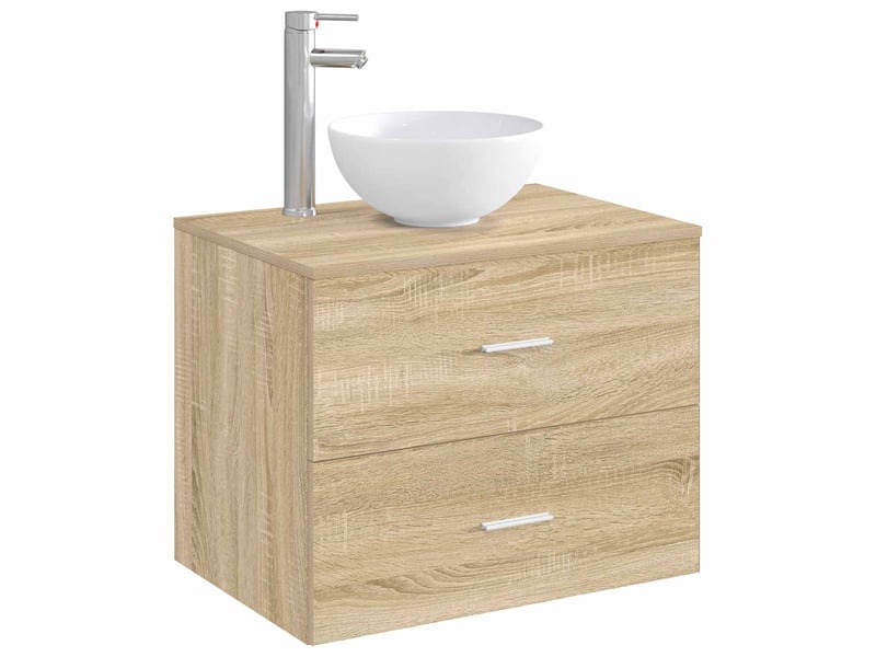 Lavabo de salle de bain avec robinet et drain chrome shl1409 - Conforama C