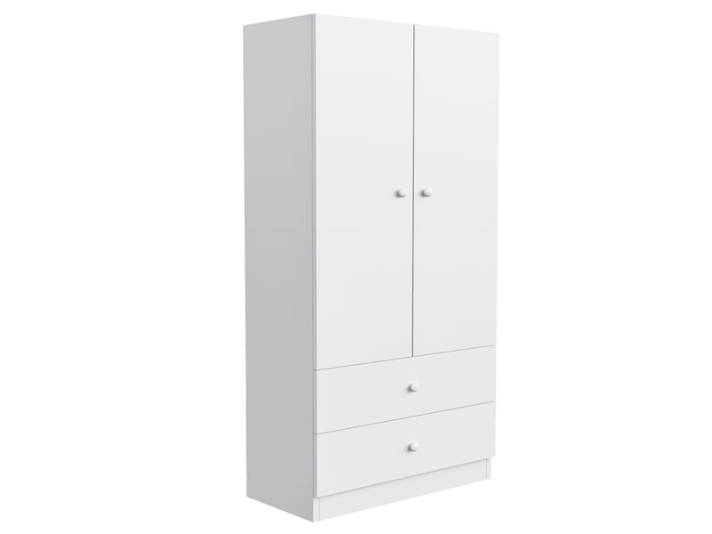  Armoire 70x40x170 cm blanche avec 2 tiroirs  - Conforama W