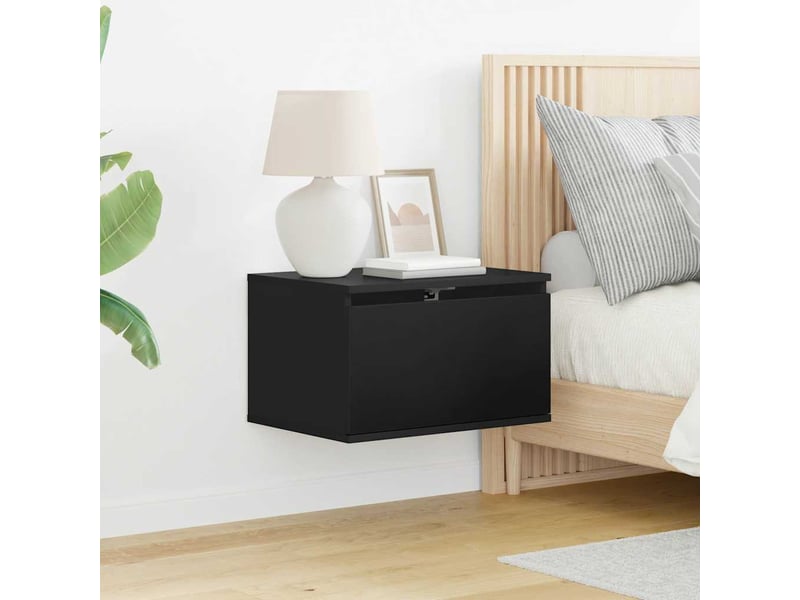 Lot de 2 tables de chevet - cabinet de chevet - table de nuit murales avec lumières led noir - Conforama C