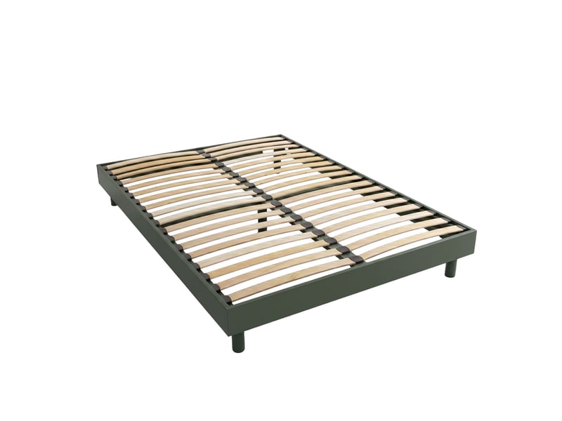  Sommier kit 140x190 cm en bois massif kaki  - Conforama C