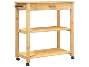 Desserte de cuisine, chariot de rangement 84x40x88.5cm bois massif de pin shl82304