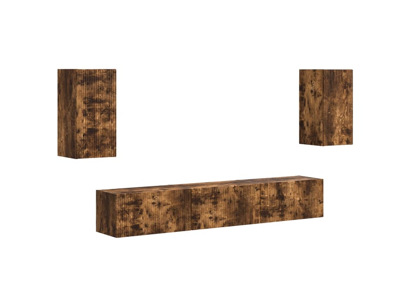  Ensemble meuble tv - banc tv - meuble de rangement 5 pcs chêne fumé bois d'ingénierie  - Conforama A