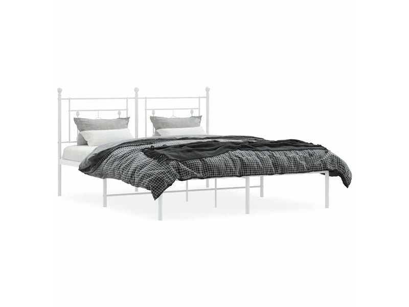 Lit double- lit adulte -  cadre de lit métal sans matelas et tête de lit blanc 160x200 cm  - Conforama C