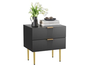 Table de chevet,53x41,5x52,5 cm,2 tiroirs,mdf métal,noir