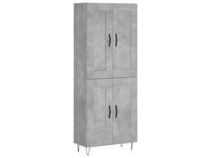 Buffet haut - bahut - meuble de rangement gris béton 69,5x34x180 cm bois d'ingénierie