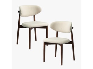 Lot de 2 chaises en tissu bouclette beige pieds en chêne massif foncé