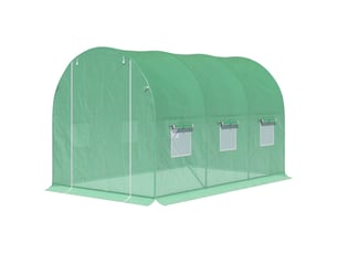 Serre de jardin tunnel surface sol 6 m² 3l x 2l x 2h m acier porte zippée 6 fenêtres enroulables vert