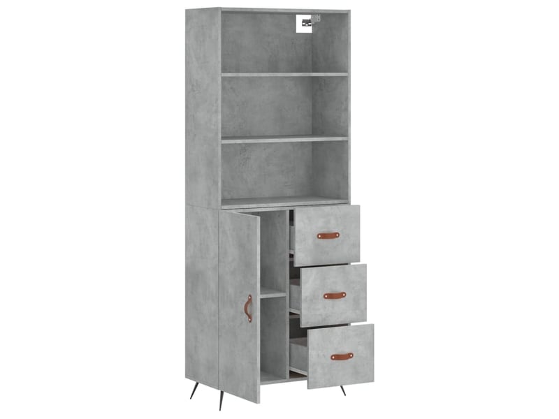  Buffet haut - bahut - meuble de rangement gris béton 69,5x34x180 cm bois d'ingénierie  - Conforama C