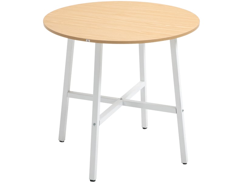 Table de salle à manger pour 4 personnes avec pieds antidérapants, style industriel en bois naturel et métal blanc - Conforama A