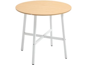 Table de salle à manger pour 4 personnes avec pieds antidérapants, style industriel en bois naturel et métal blanc