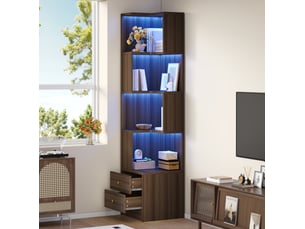 Bibliotheque coloris marron 4 étagère(s) WISHDOR - 43.5 cm x 180 cm