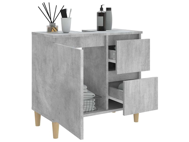  Armoire de salle de bain, meuble de rangement gris béton 65x33x60 cm shl3137  - Conforama D