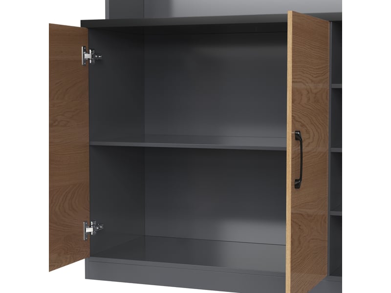Buffet haut blanc en mdf, 120 × 40 × 183,5 cm, étagères réglables, fermeture magnétique, 8 tiroirs, pour cuisine et séjour - Conforama E