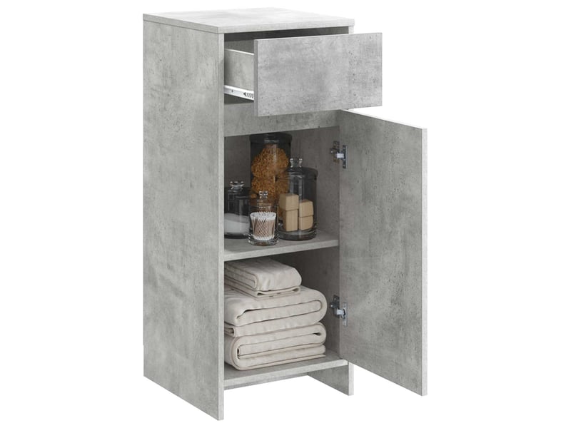  Armoire de salle de bain, meuble de rangement gris béton 35x36.5x85 cm  - Conforama C