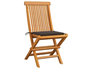 Lot de 4 chaises de jardin et coussins taupe bois teck massif