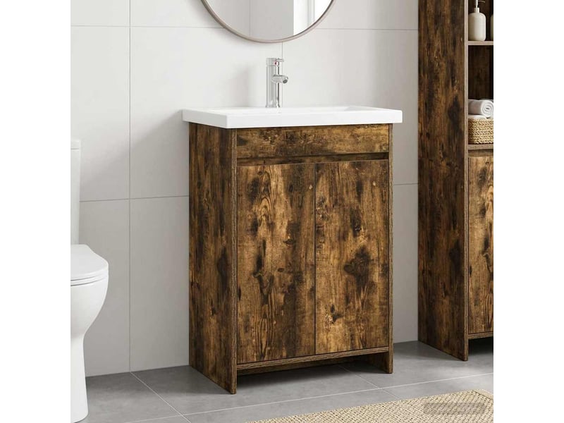 Ensemble de mobilier de salle de bain chêne fumé shl7814  - Conforama B