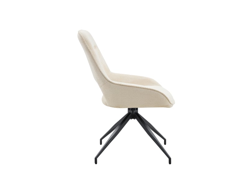  Lot de 2 chaises de salle à manger pivotantes 360°,tissu et métal noir,beige  - Conforama D