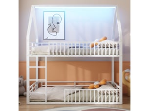 Lit superposé 140x200 cm <strong>MERAX</strong>  <strong>lit enfant blanc</strong> coloris blanc