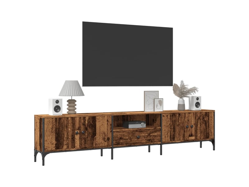  Meuble tv - banc tv - meuble de rangement avec tiroir vieux bois 200x25x44 cm bois d'ingénierie  - Conforama C
