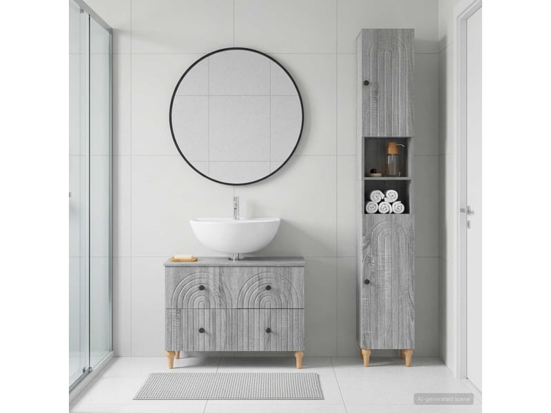 Ensemble de 2 meubles de salle de bain alkmaar sonoma gris cf63058 - Conforama B