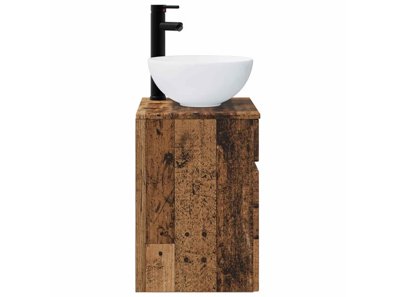  Meuble de lavabo mural, rangement salle de bain bois ancien 39x35x63 cm  - Conforama C