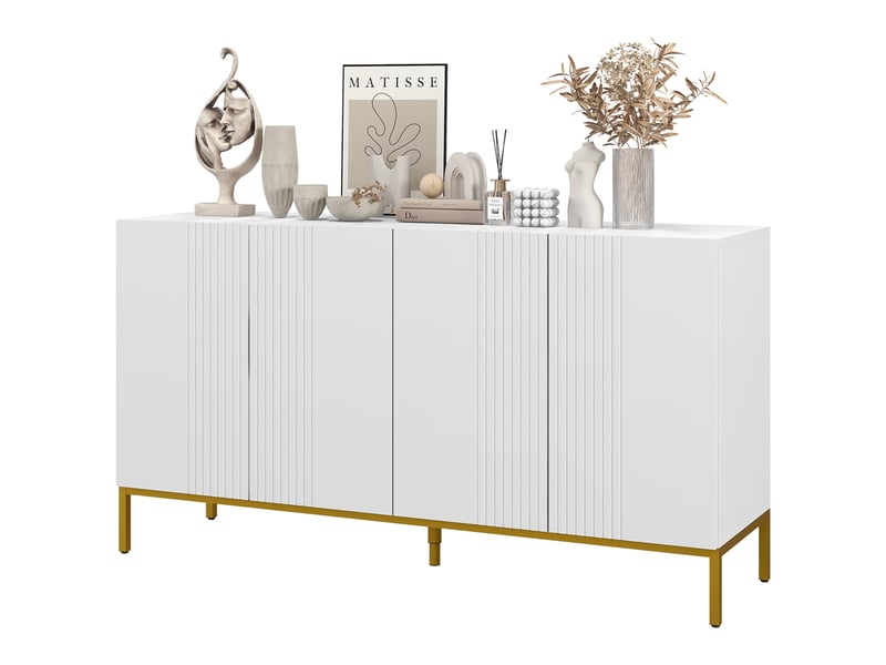  Buffet meuble de rangement blanc et doré - buffet bas 2 portes avec étagères réglables design graphique salon salle à manger T1003-01-09647 - Conforama C