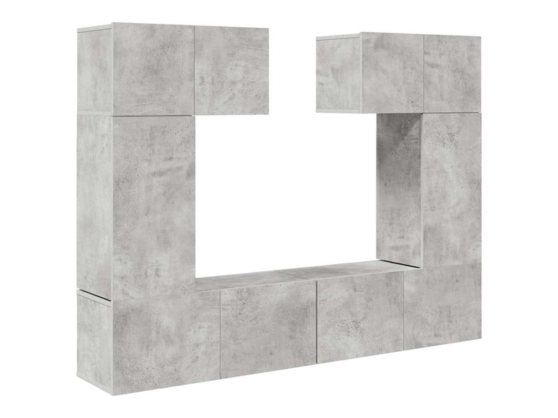  Ensemble de meuble tv - banc tv - meuble de rangement 6 pcs gris béton bois d'ingénierie  - Conforama A