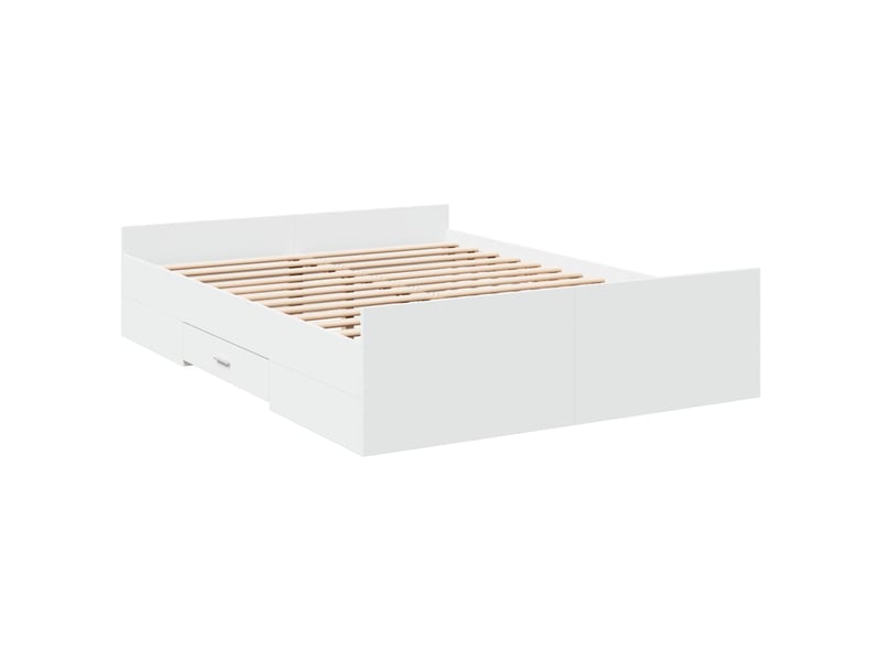 Lit double- lit adulte - cadre de lit avec tiroirs sans matelas blanc 135x190 cm - Conforama B