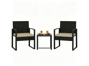 Salon de jardin,40x40x40 cm,2 places avec table,rotin pe,marron et noir